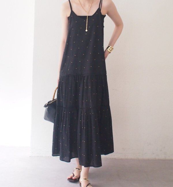  「【INDIA】刺繍ティアードキャミワンピース」|ワンピース|