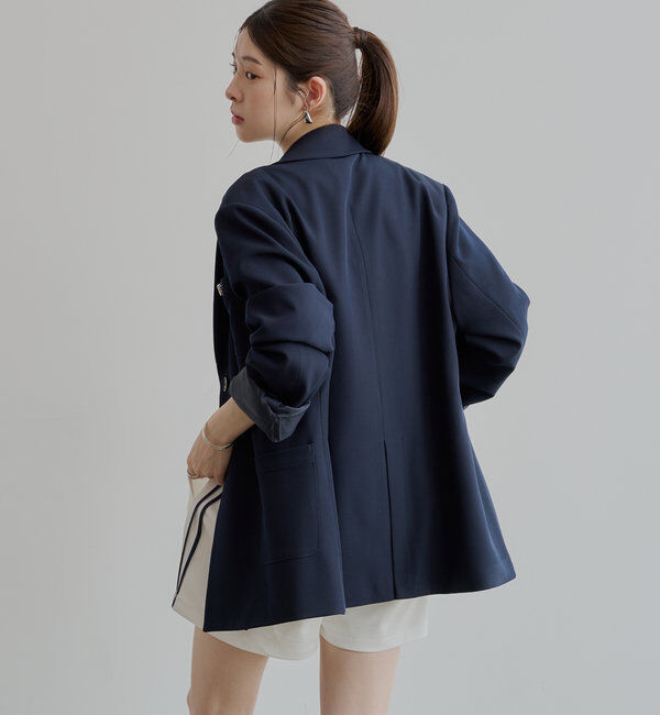  「ロゴブローチ付きオーバーシングルジャケット」|テーラードジャケット|