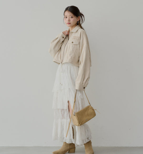  「【WEB限定/REVIVAL】胸ロゴショート丈スエードジップブルゾン」|ブルゾン・スタジャン|