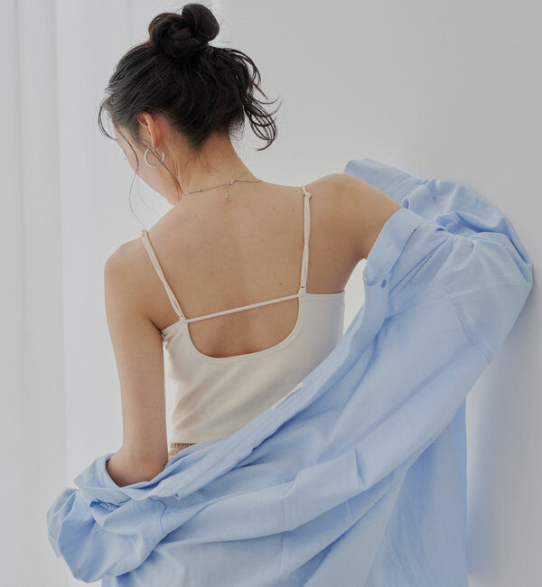  「【6色展開】バックオープンリブキャミ」|キャミソール|