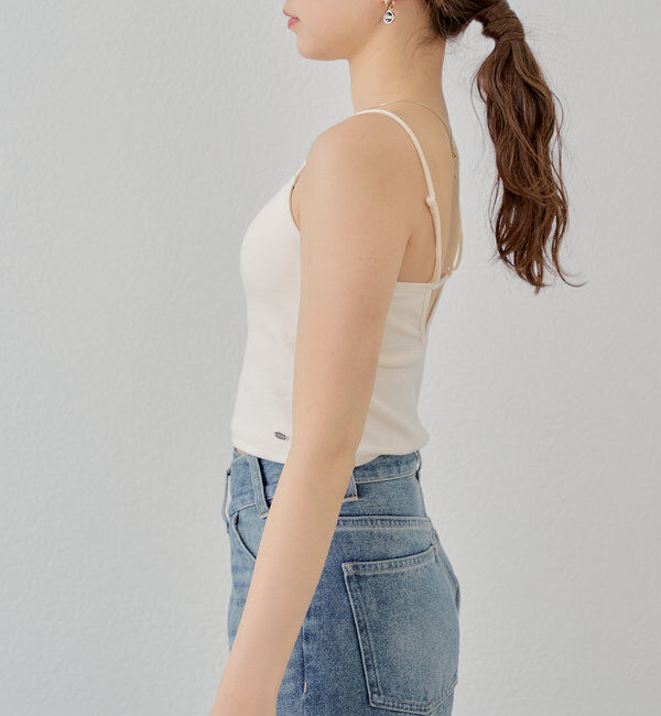  「【6色展開】バックオープンリブキャミ」|キャミソール|