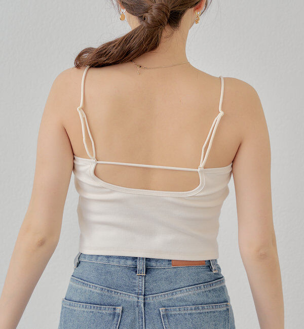  「【6色展開】バックオープンリブキャミ」|キャミソール|