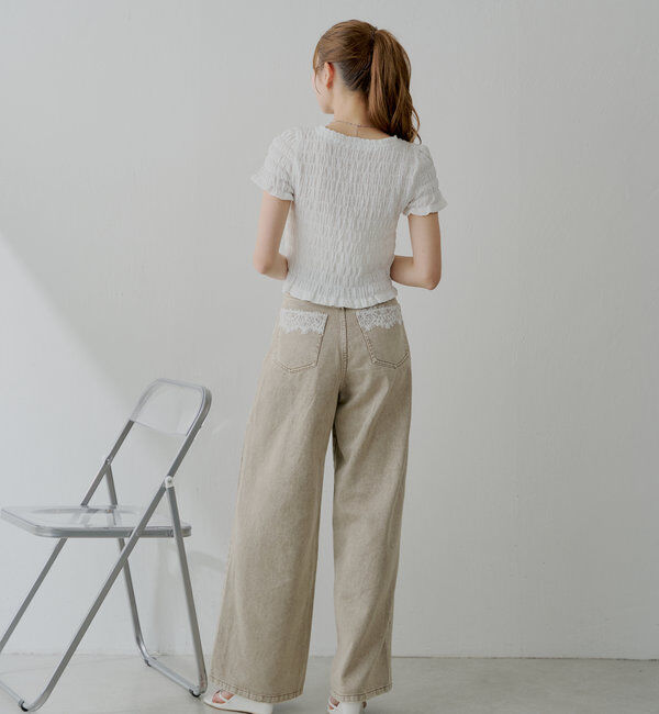  「ポケットレースワイドデニム」|デニム|