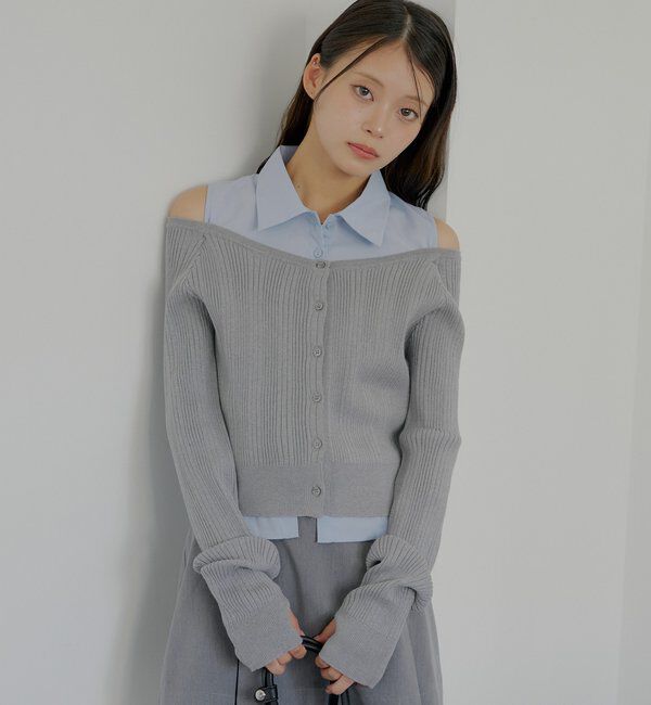  「シャツレイヤード2way カーディガン」|カーディガン|