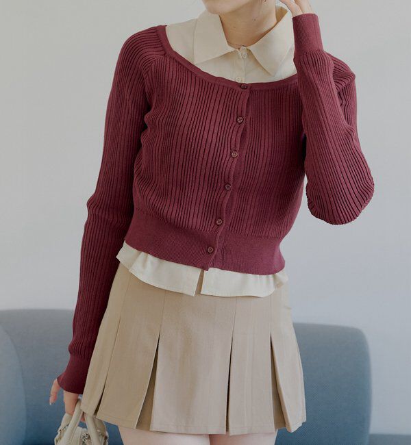  「シャツレイヤード2way カーディガン」|カーディガン|