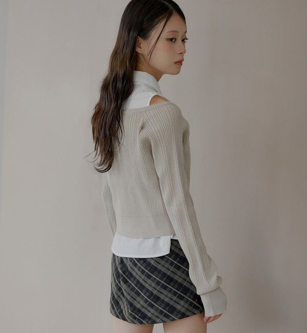  「シャツレイヤード2way カーディガン」|カーディガン|