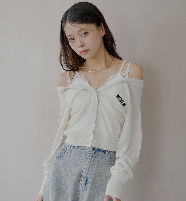  「バイカラーラメシアーカーディガン」|カーディガン|