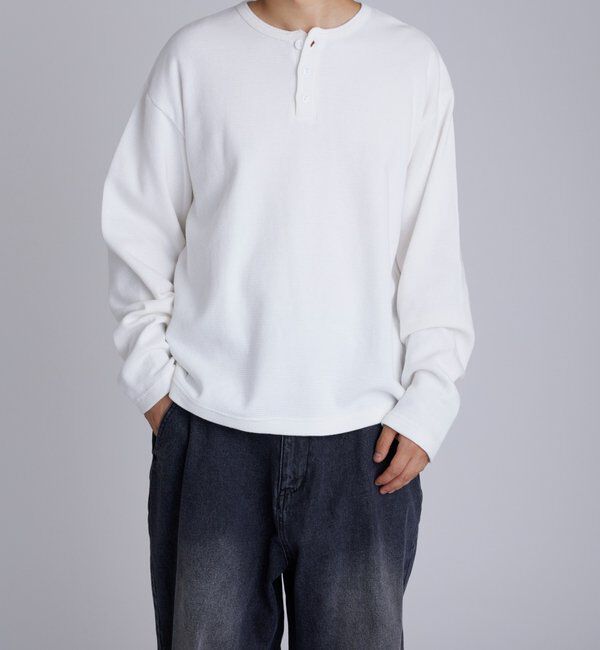  「【Sourcream】ワッフルヘンリーネックトップス」|Tシャツ・カットソー|