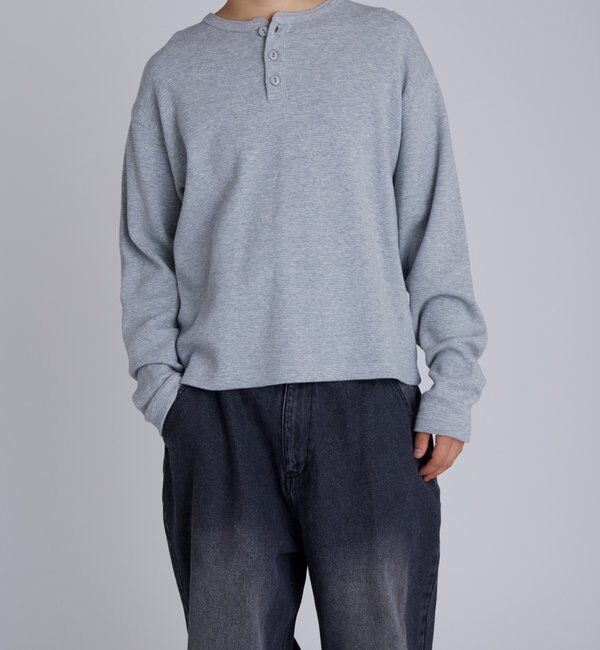  「【Sourcream】ワッフルヘンリーネックトップス」|Tシャツ・カットソー|