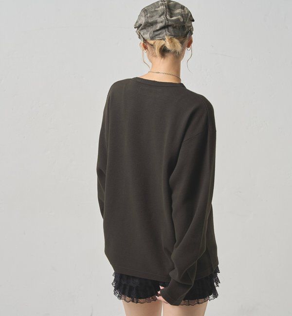  「【Sourcream】ワッフルヘンリーネックトップス」|Tシャツ・カットソー|