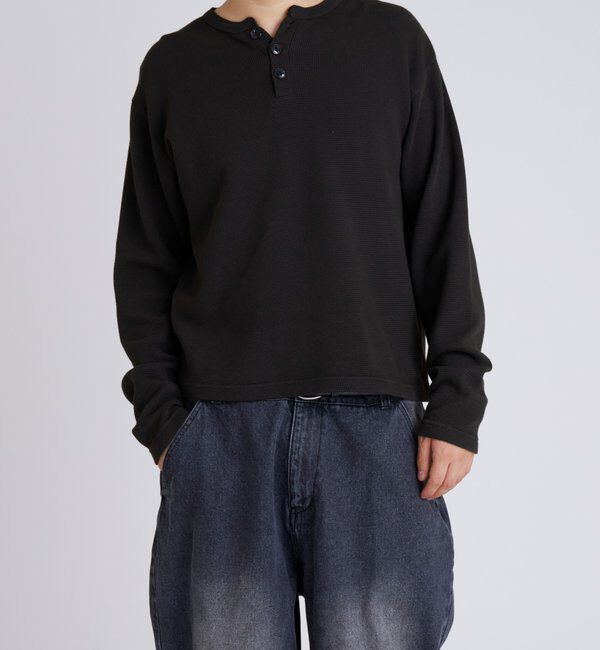  「【Sourcream】ワッフルヘンリーネックトップス」|Tシャツ・カットソー|