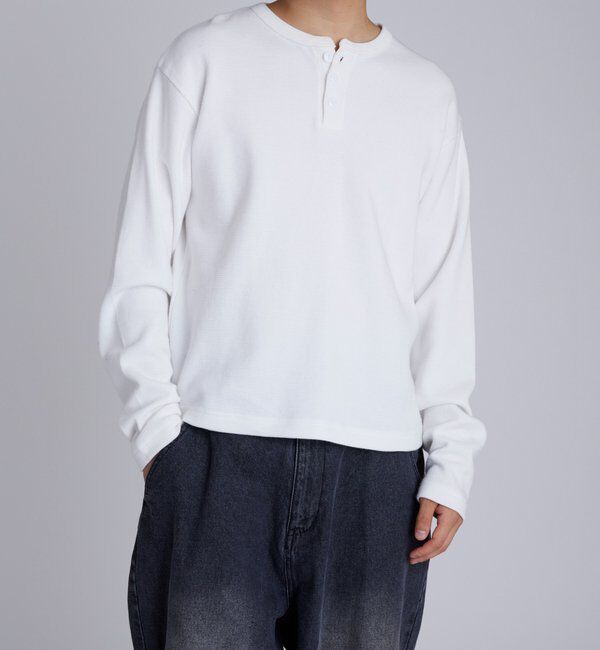  「【Sourcream】ワッフルヘンリーネックトップス」|Tシャツ・カットソー|