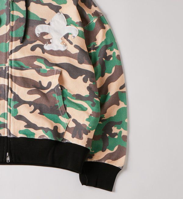  「KOOKY'Nカモ柄ワッフルユリ紋章スタッズジップパーカー」|パーカー|