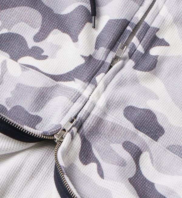 「KOOKY'Nカモ柄ワッフルユリ紋章スタッズジップパーカー」|パーカー|