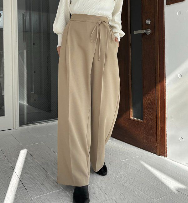  「【待望の追加決定！/新色ブラウン】ラップリボンパンツ」|チノ|