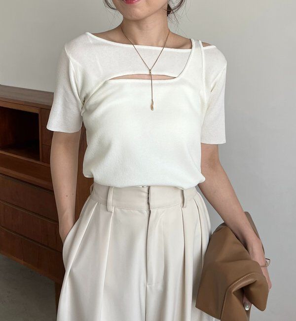  「クロスレイヤード半袖ニット」|ニット・セーター|