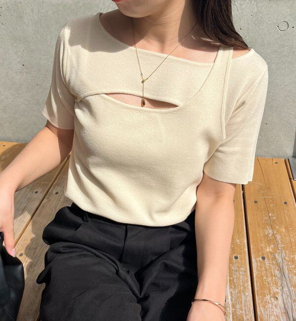  「クロスレイヤード半袖ニット」|ニット・セーター|