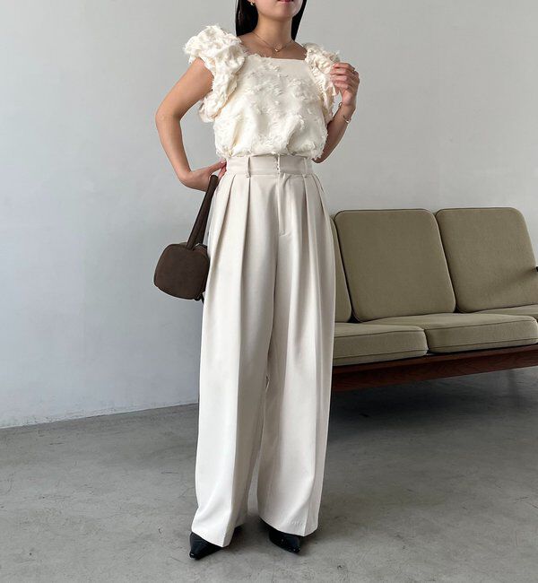  「【SNSで話題！/オケージョンにも◎】ジャガードパフショルダートップス」|シャツ・ブラウス|