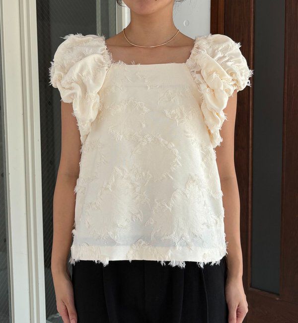  「【SNSで話題！/オケージョンにも◎】ジャガードパフショルダートップス」|シャツ・ブラウス|