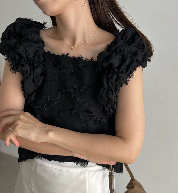  「【SNSで話題！/オケージョンにも◎】ジャガードパフショルダートップス」|シャツ・ブラウス|