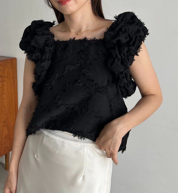  「【SNSで話題！/オケージョンにも◎】ジャガードパフショルダートップス」|シャツ・ブラウス|