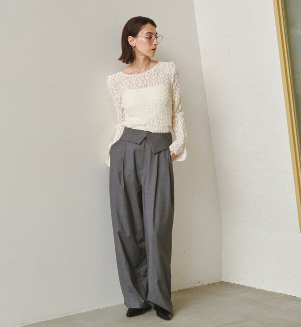  「【前後2WAY/オケージョンにも◎】レースUネックトップス」|Tシャツ・カットソー|