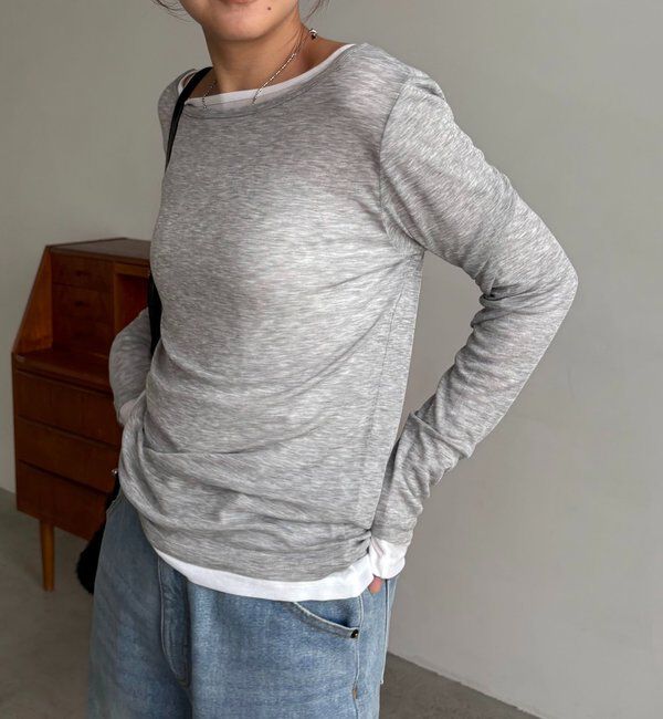  「【前後2WAY】2WAYボートネックシアーロンT」|Tシャツ・カットソー|