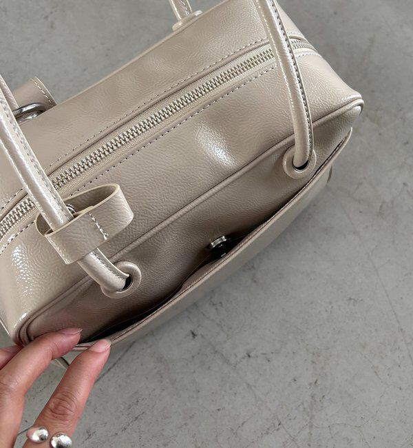  「エナメルスクエアボストンバッグ」|トートバッグ|