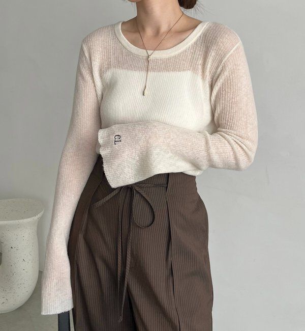  「〈C.L〉カシミアウールフレアスリーブニット」|ニット・セーター|エクリュ