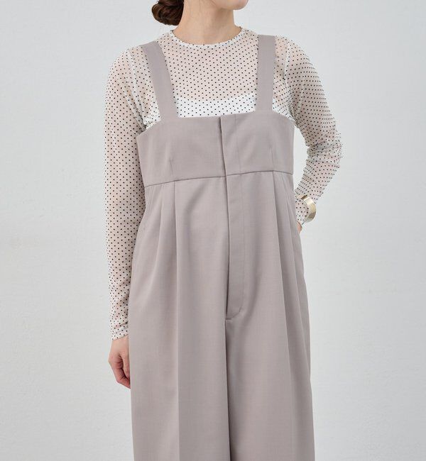  「ハイウエストサロペット」|オールインワン|ライトグレー