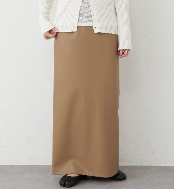  「レザーマキシスカート」|スカート|キャメル