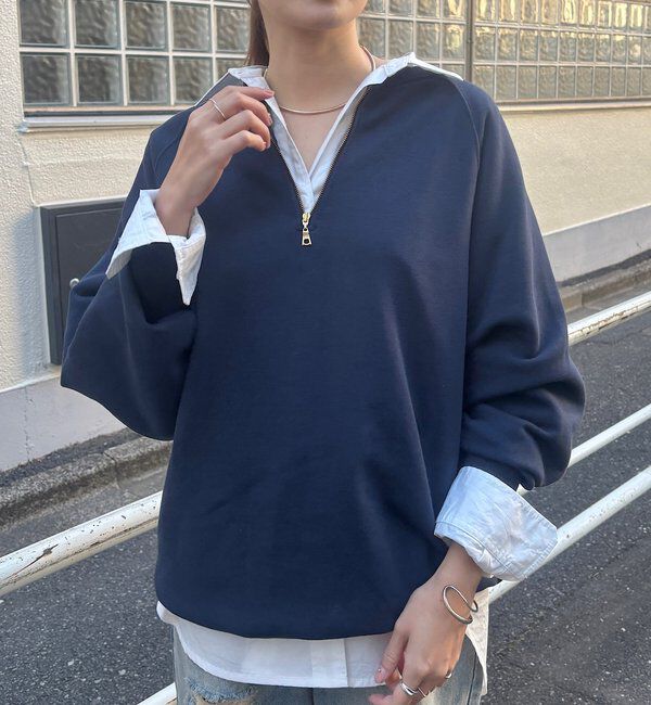 「2WAYジップスウェット」|Tシャツ・カットソー|ネイビー