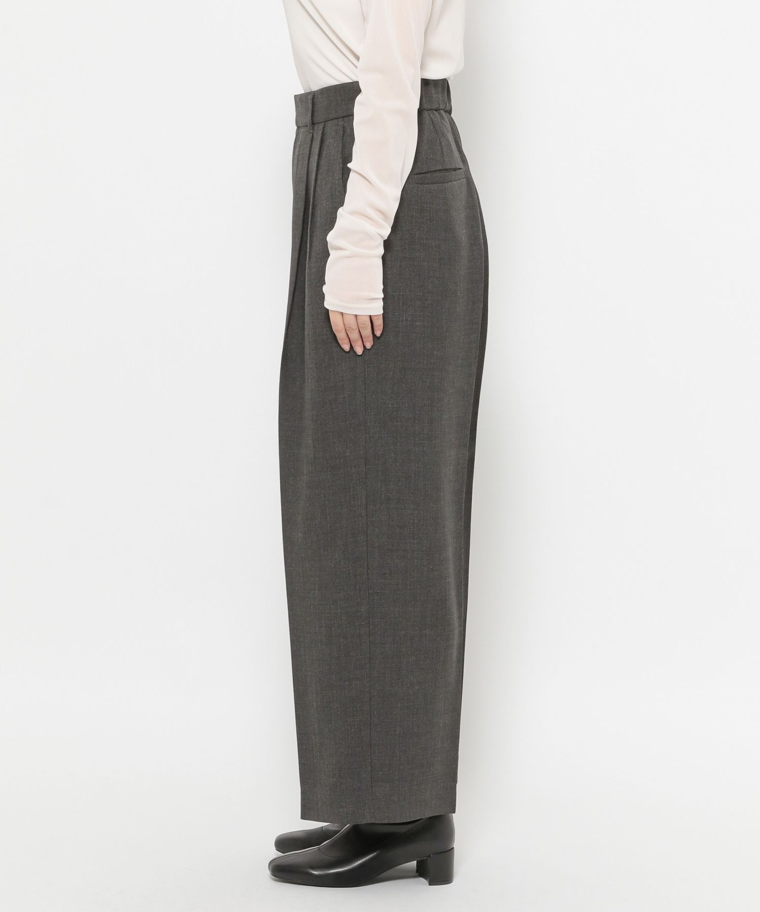 LOWRYS FARM「メランジツイルワイドパンツ」|チノ|