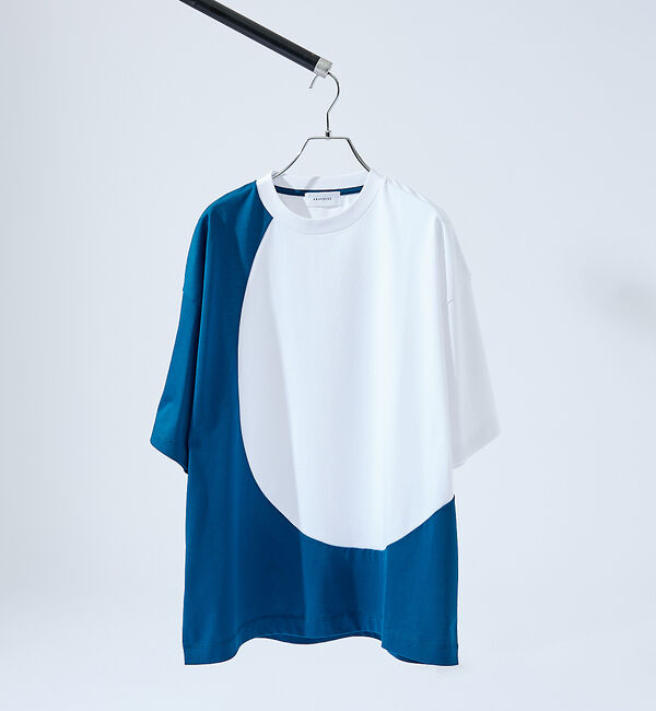 ABAHOUSE「ウズマキ バイカラー 半袖Tシャツ / オーバーサイズ」|Tシャツ・カットソー|
