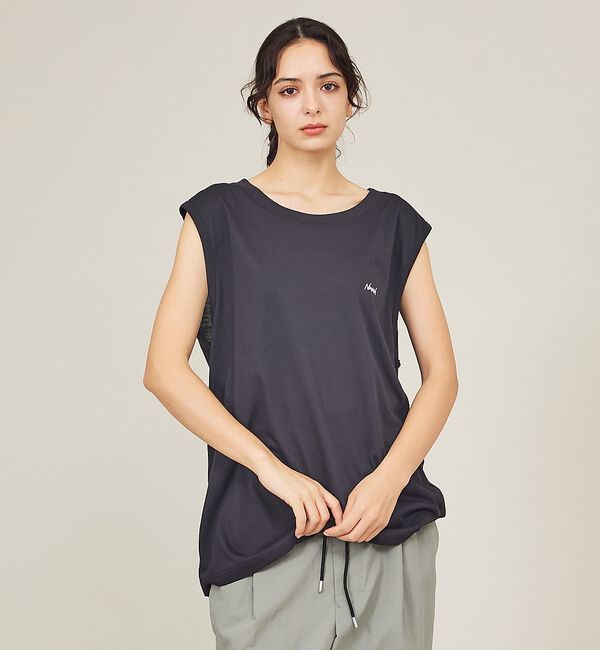 ABAHOUSE「【NANGA/ナンガ】DRY MIX TANK TOP /ロゴプリント 吸汗速乾」|キャミソール|ブラック