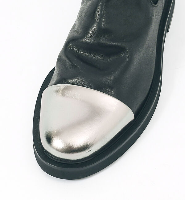 alfredoBANNISTER「【ソフトレザー】ドレープ ミラートゥ サイドゴア ブーツ」|ショートブーツ|