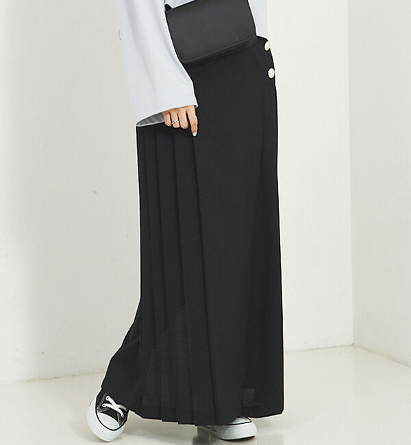 Rouge vif「【セットアップ対応】ラッププリーツボタンスカート」|スカート|ブラック