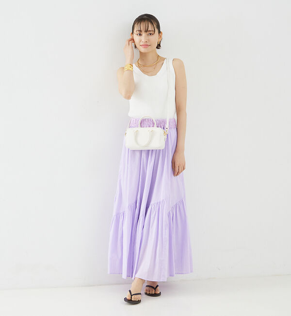 Rouge vif「コットンボイルスモッキングマキシスカート」|スカート|