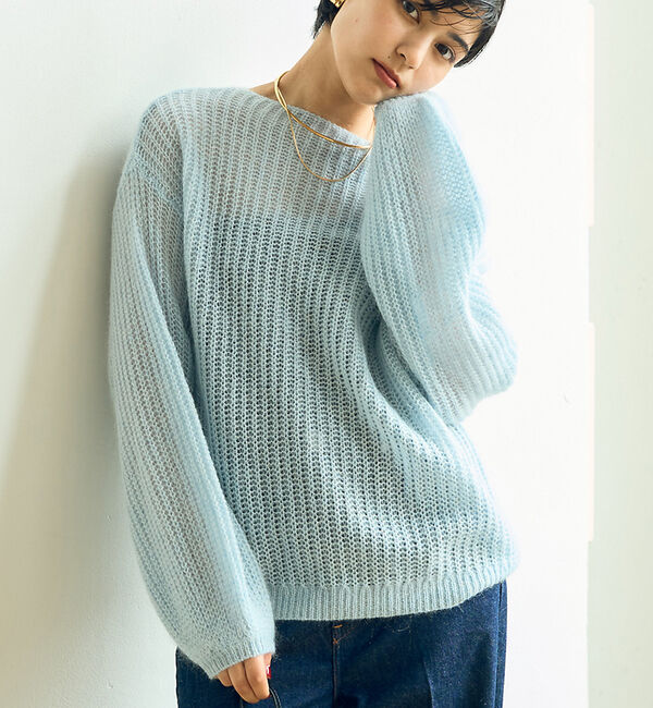 Rouge vif「ラメモヘアシアーパフプルオーバー」|ニット・セーター|サックスブルー