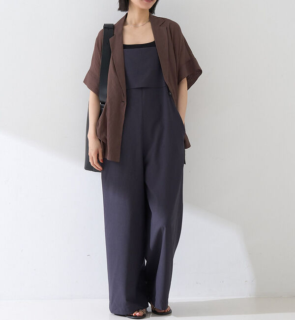 Rouge vif「フレアストレートワイドサロペット」|オールインワン|グレー