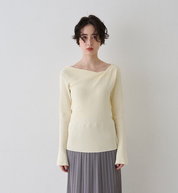 Rouge vif「【一部店舗限定】ドレープスリットスリーブリブニット」|ニット・セーター|