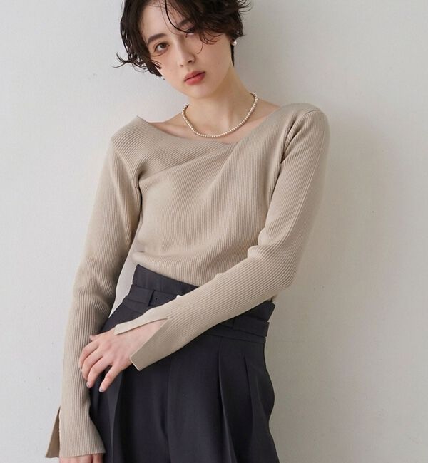 Rouge vif「【一部店舗限定】ドレープスリットスリーブリブニット」|ニット・セーター|