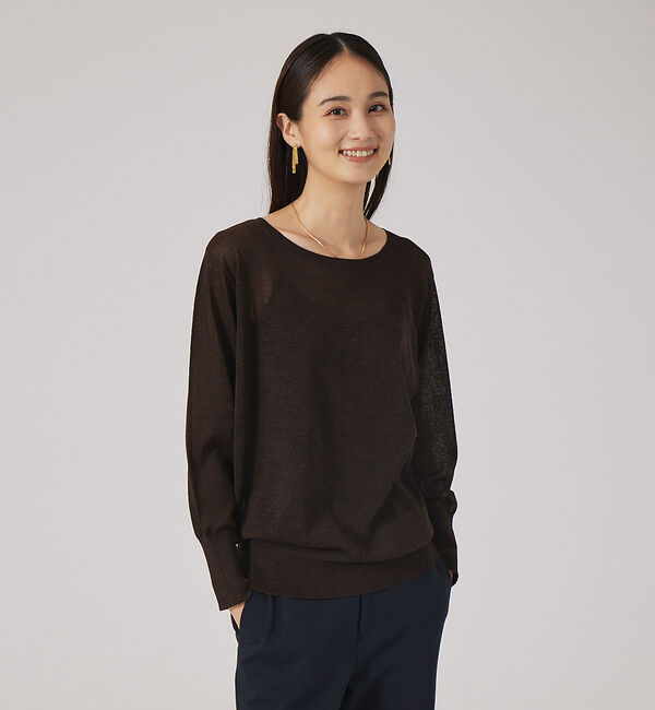 qualite「【アンサンブル対応】シアーウール2WAYニットプルオーバー」|ニット・セーター|ブラウン