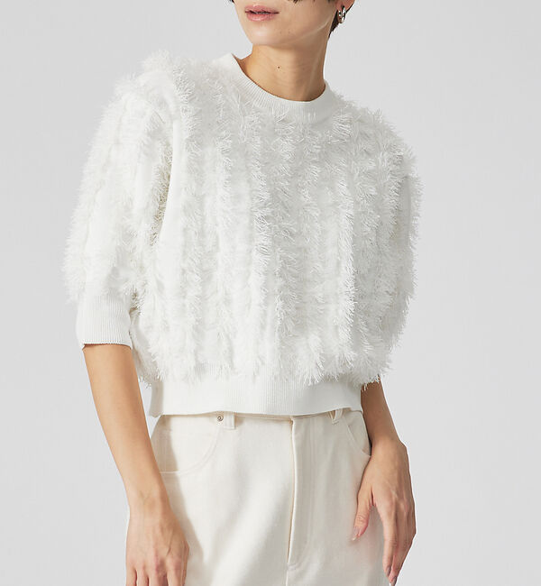qualite「フリンジニットプルオーバー」|ニット・セーター|オフホワイト