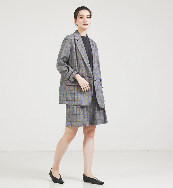 qualite「【セットアップ対応】リネングレンチェックショートパンツ」|その他|