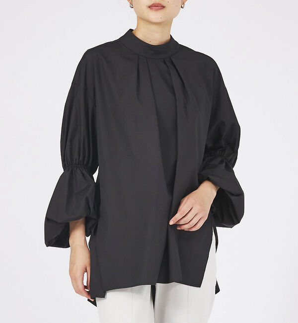 qualite「コットンギャザーパフシャツ」|シャツ・ブラウス|ブラック