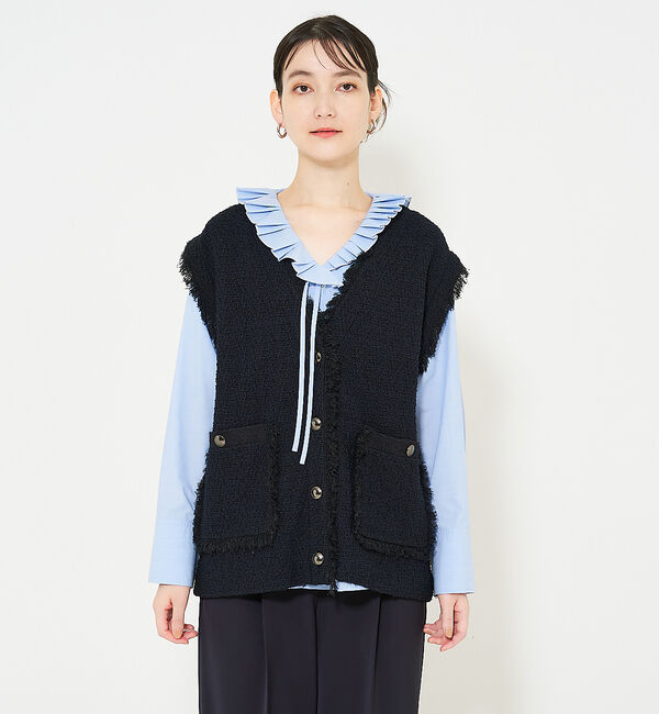 qualite「ツィードニットジレ」|ダウンベスト・ベスト|