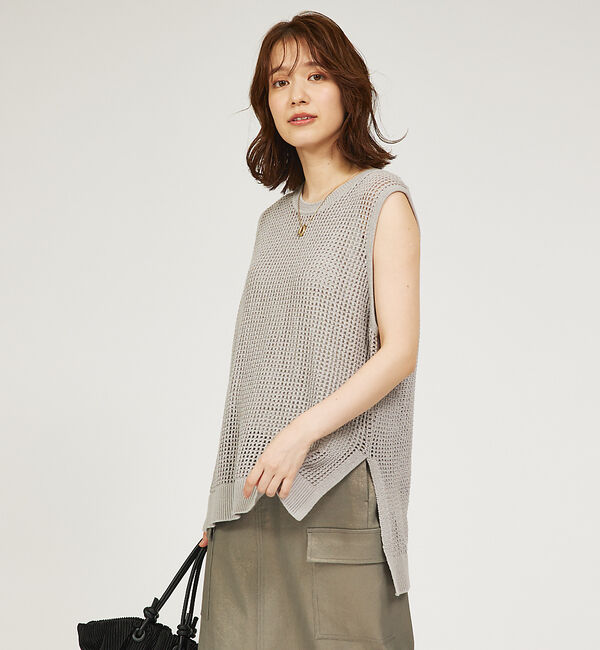 abahouse mavie「メッシュニットノースリプルオーバー」|ニット・セーター|