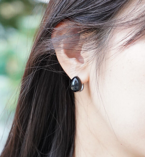 abahouse mavie「【NOVA】サージカルステンレスMARUピアス」|ピアス|ブラック