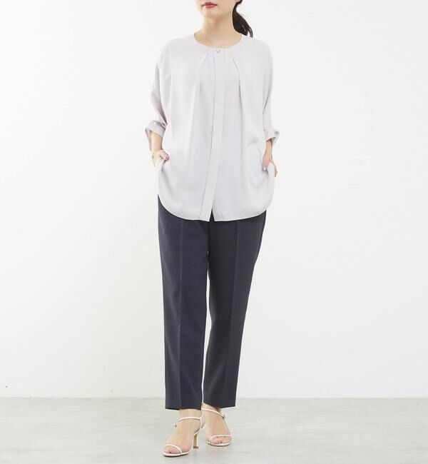 TIARA「ベルテッドハイウエストテーパードパンツ（セットアップ可）」|スラックス|